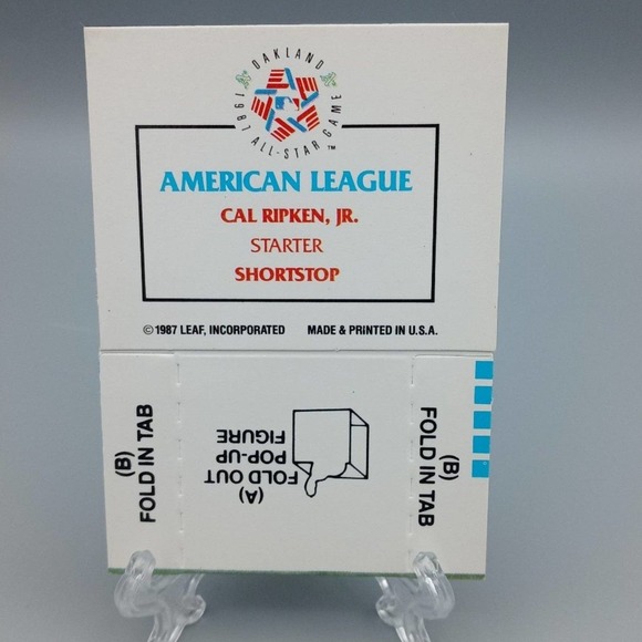 Cal Ripken Jr. 1987 Donruss/Leaf Pop-Up Baseball Card - Picture 2 of 2